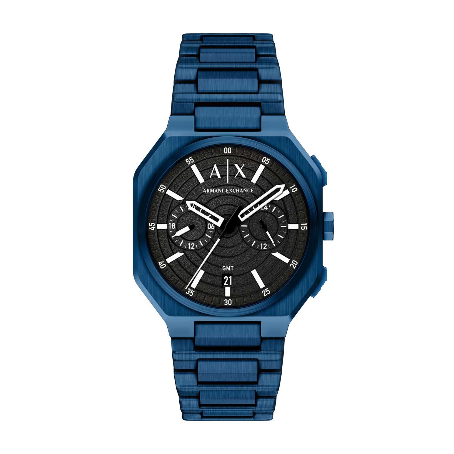 Armani Exchange Bass Dual-Time Blue Stainless Steel Watch