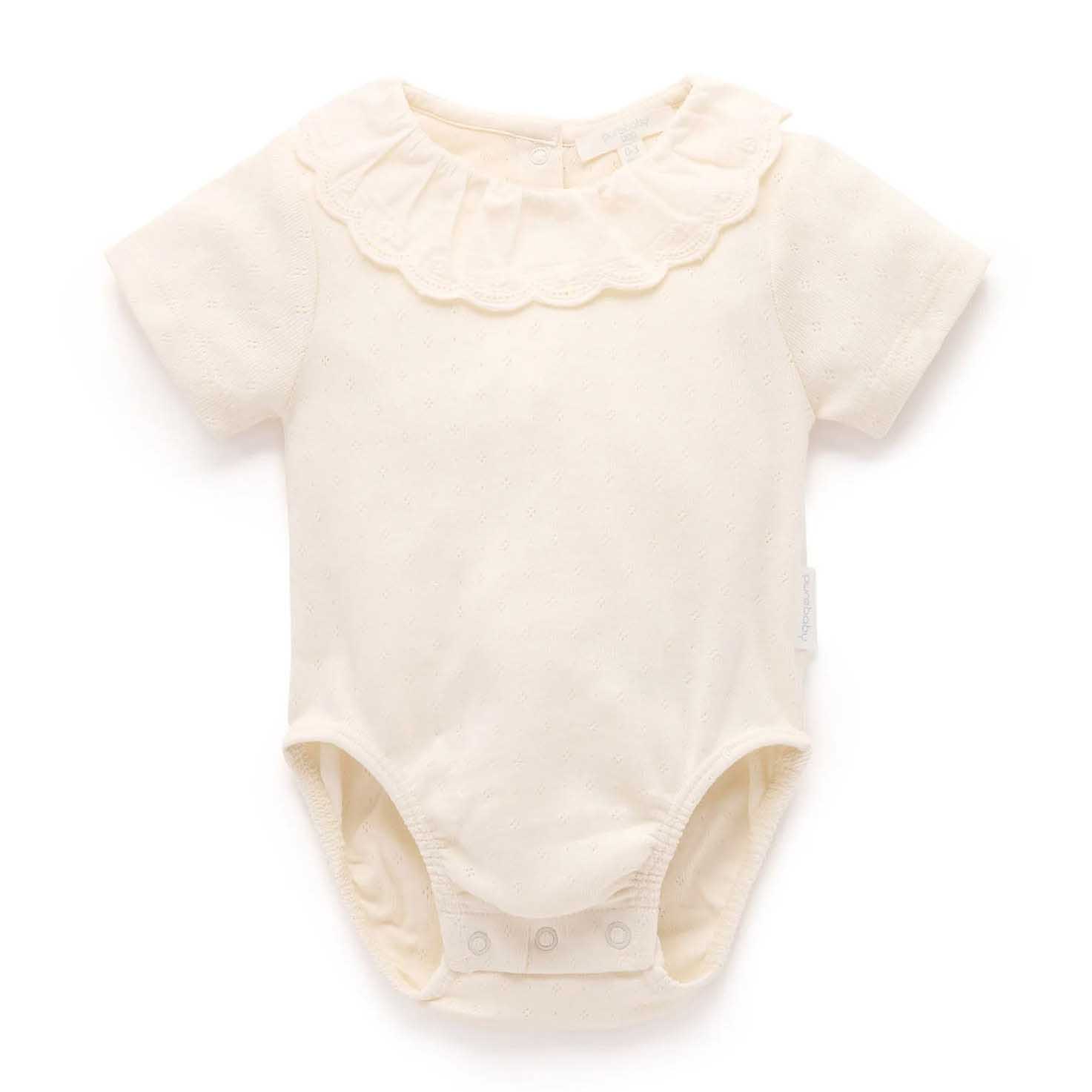 Purebaby Pointelle Ruffle Bodysuit
