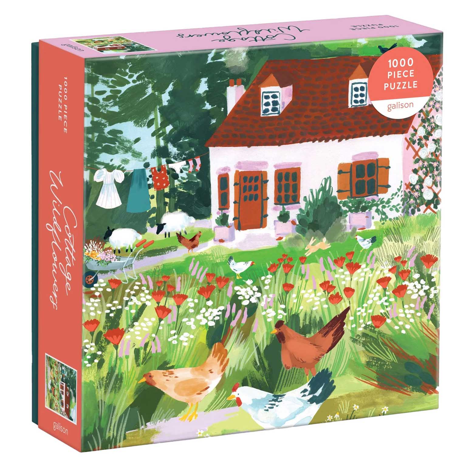 Galison Cottage Wildflowers 1000 Piece Puzzle in a Square Box