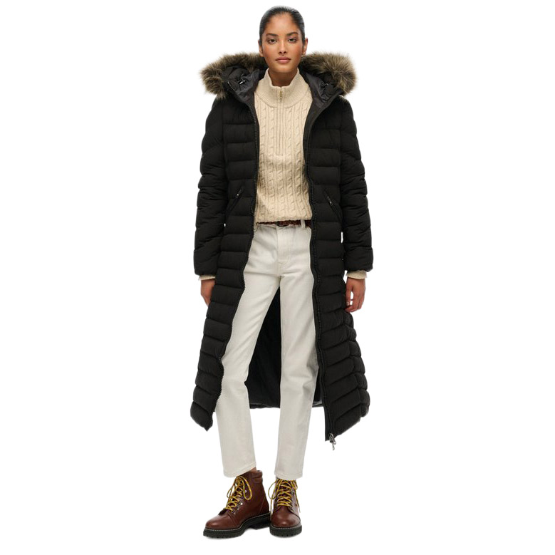 Superdry Fuji Faux Fur Hooded Longline Jacket