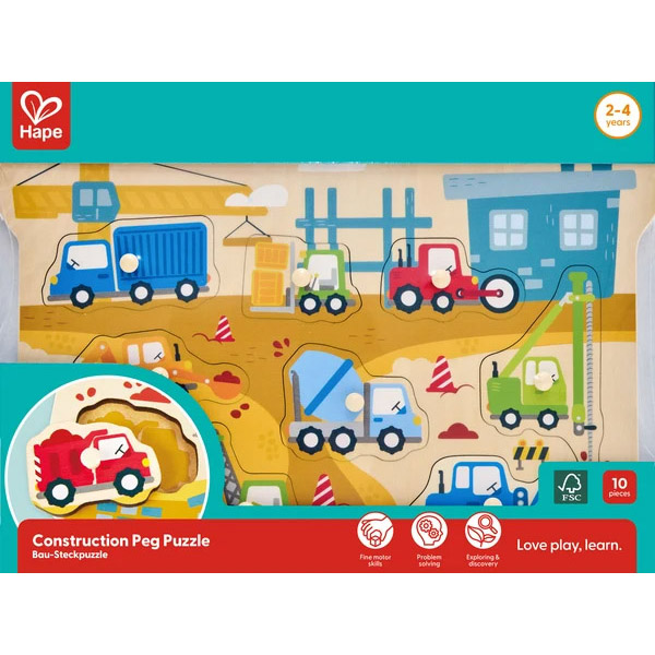 Hape Peg Puzzle - Construction Vehicles