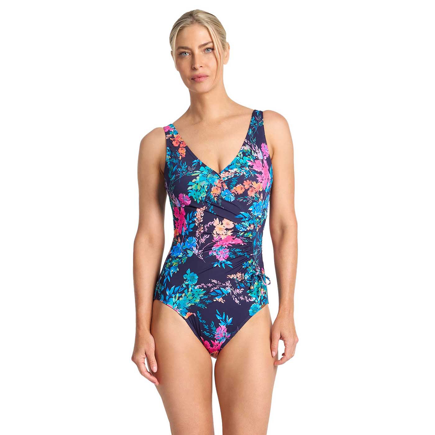 Jantzen Fresia Gathered Surplice One Piece Navy