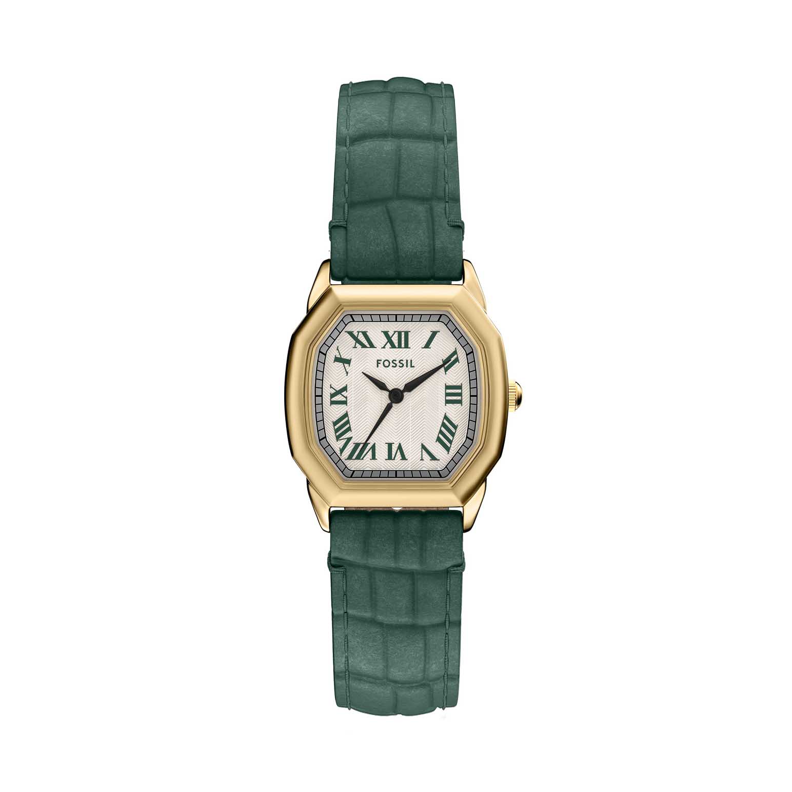 Fossil Harlow Three-Hand Green Croco Leather Watch