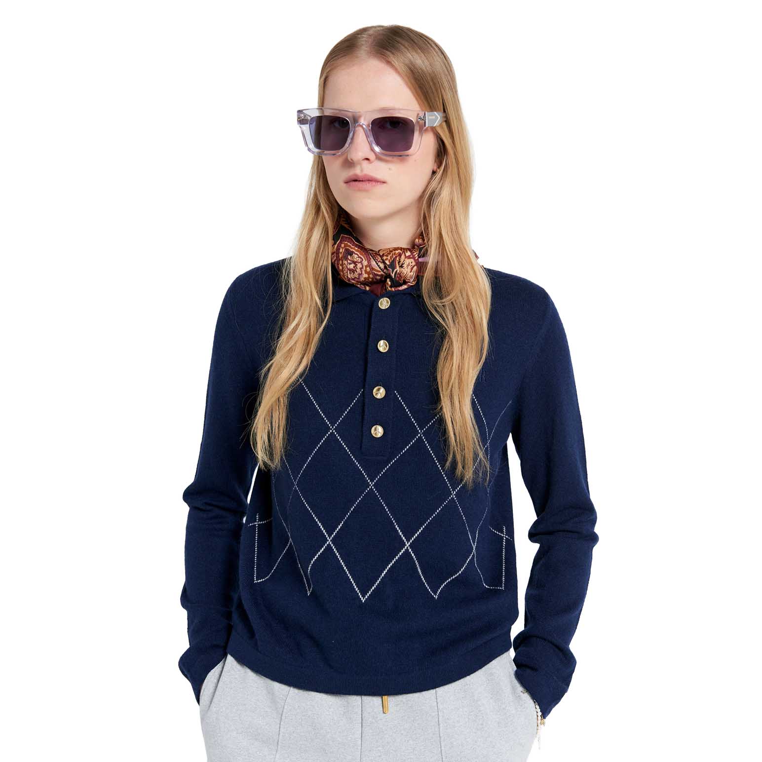 Karen Walker Society Argyle Polo
