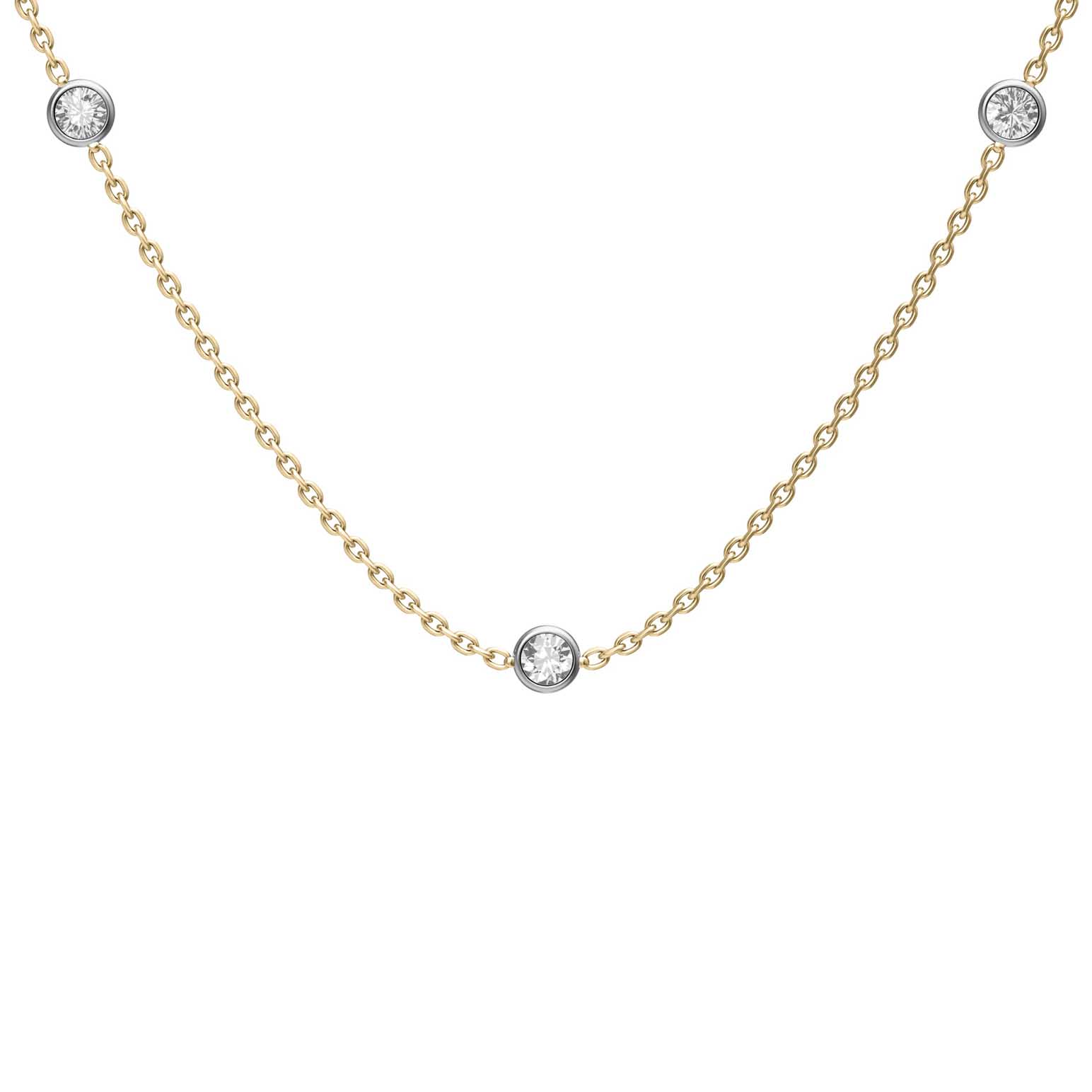 Fossil Ellis Diamond By The Yard Two-Tone Stainless Steel Station Necklace