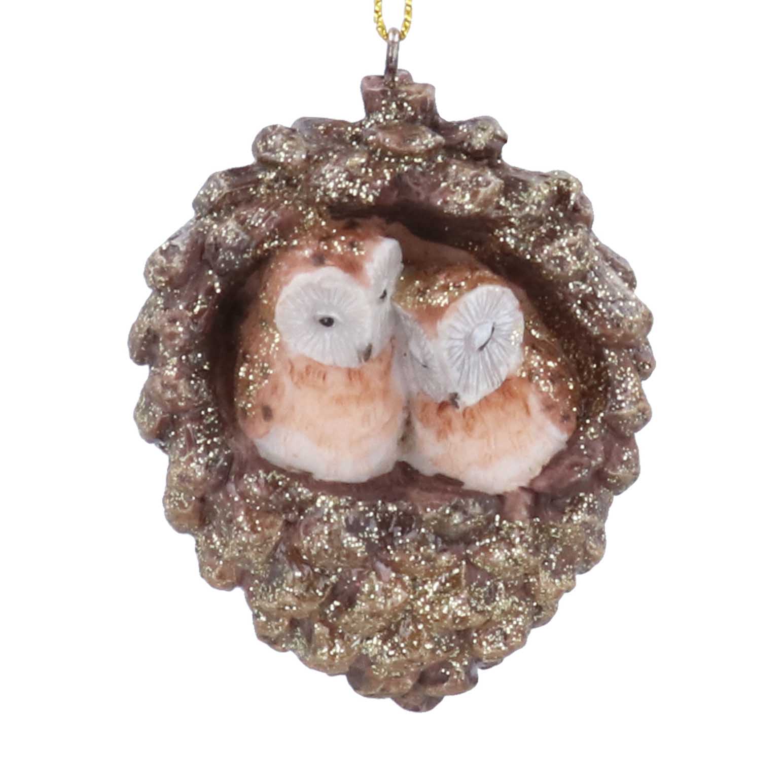 Gisela Graham Resin Owls In Pinecone Decoration