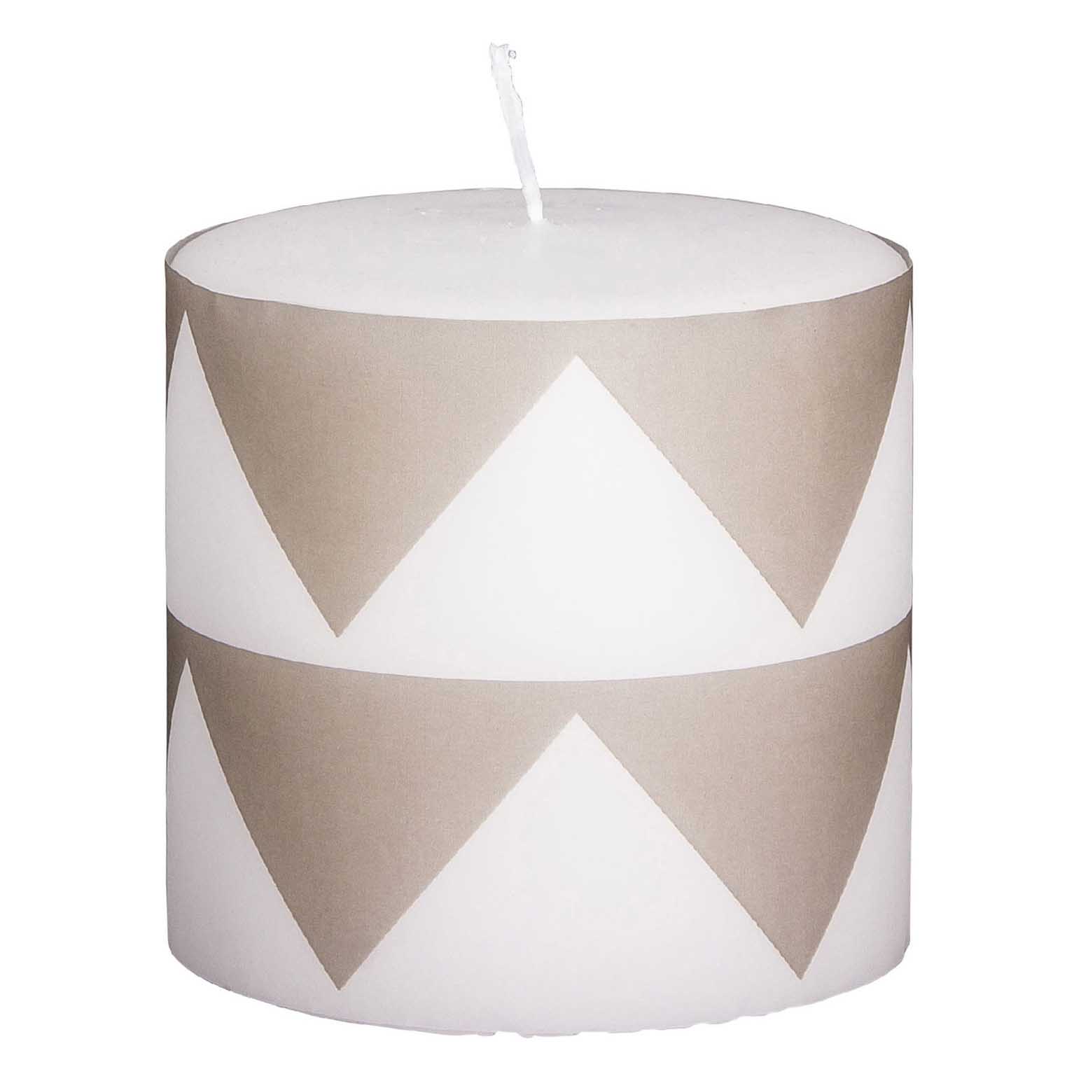 Broste Candle Pillar Zigzag H100 Taupe