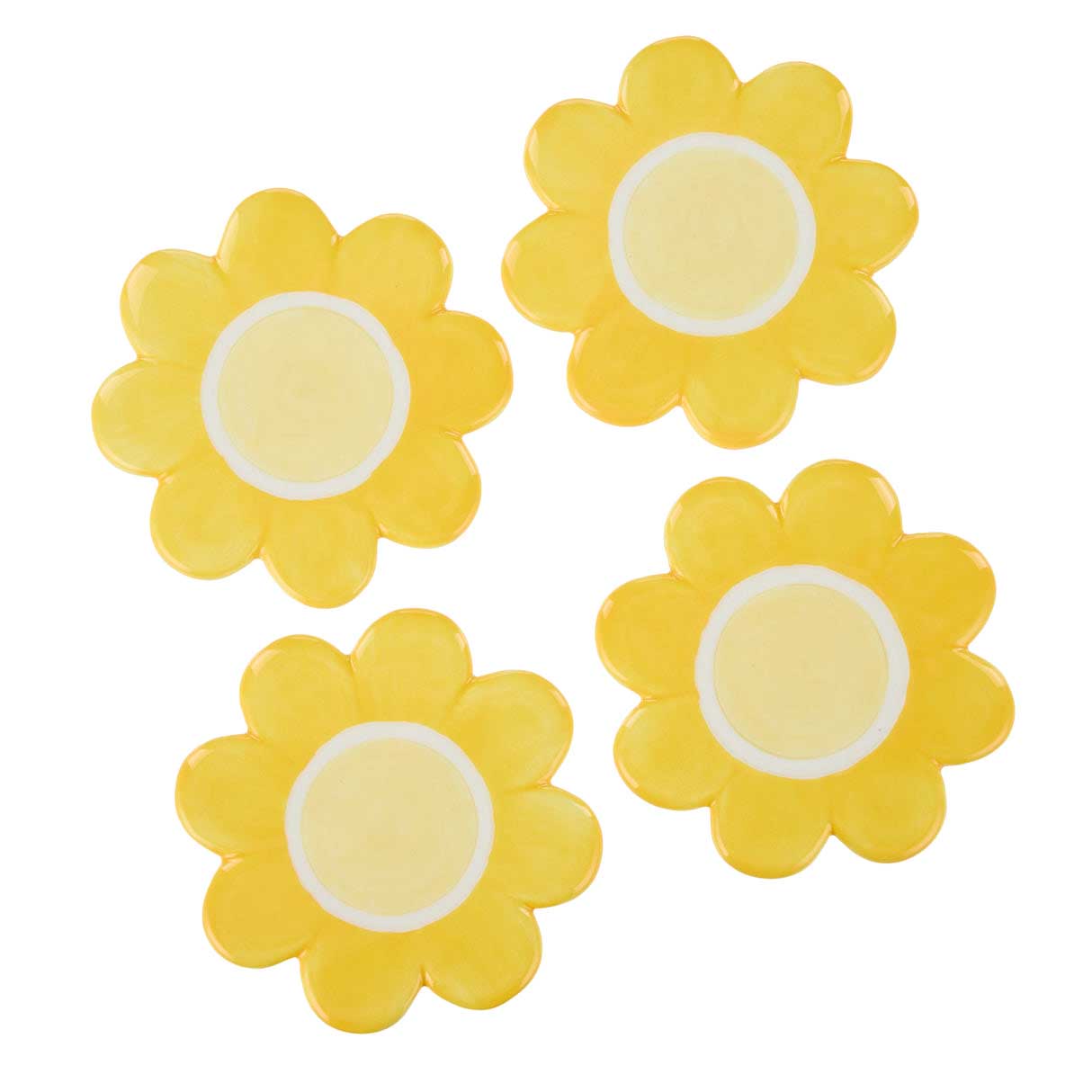 Emporium Posey Flower Coasters Set Of 4 - Yellow