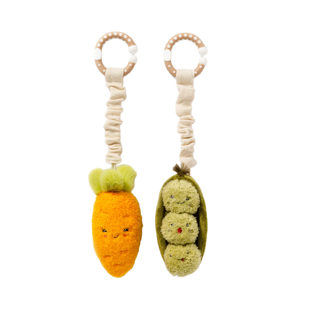 Living Textiles Plush Stroller Toy 2 Pack - Carrot & Green Peas
