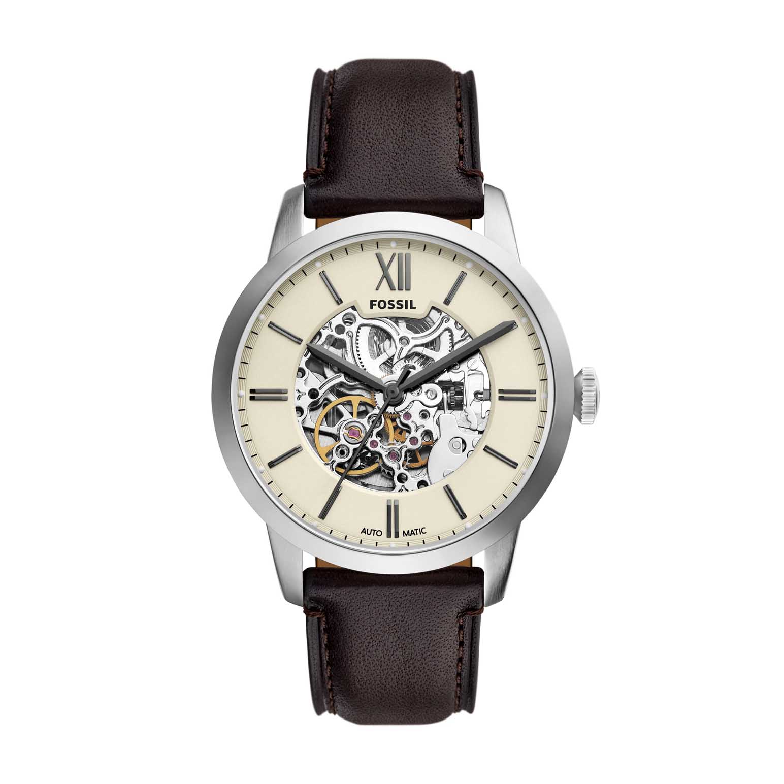Fossil Townsman 44mm Automatic Brown Leather Watch