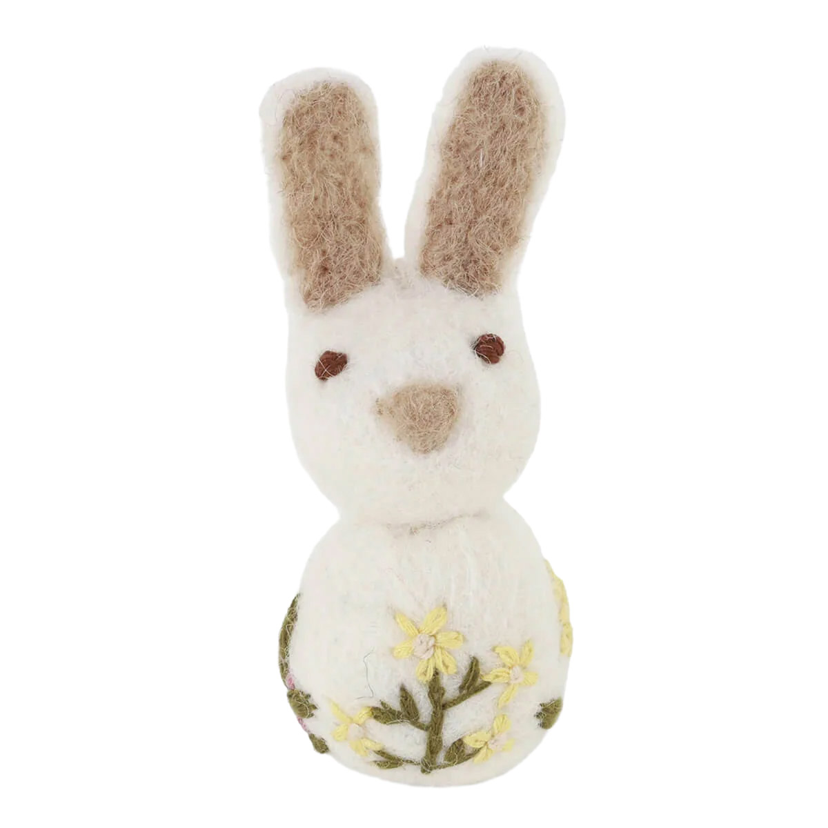 Gry & Sif Small Bunny with Flower Embroidery - White