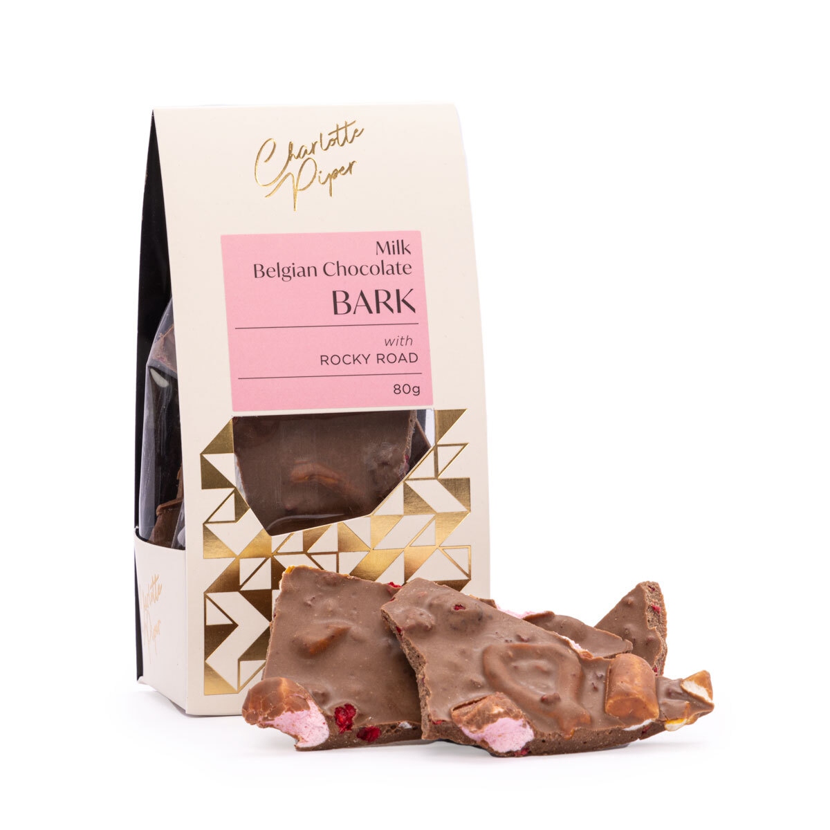 Charlotte Piper Milk Choc Rocky Road Bark - 80g