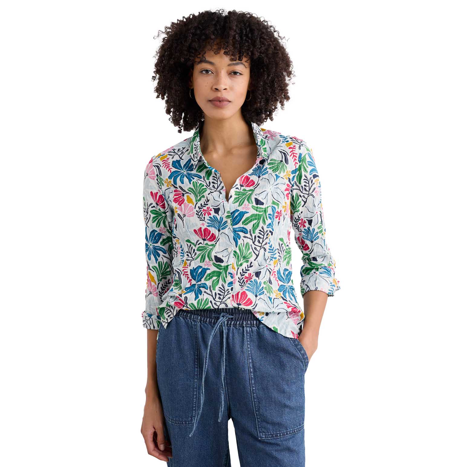 Seasalt Cornwall Larissa Shirt Seaweed Flower Chalk