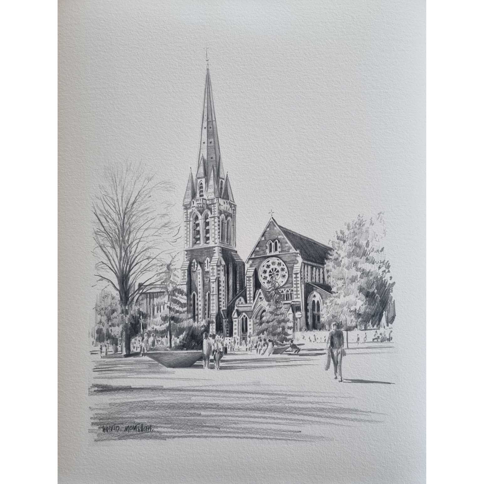 Kelvin McMillan Unframed Print Christchurch Cathedral 300x200mm