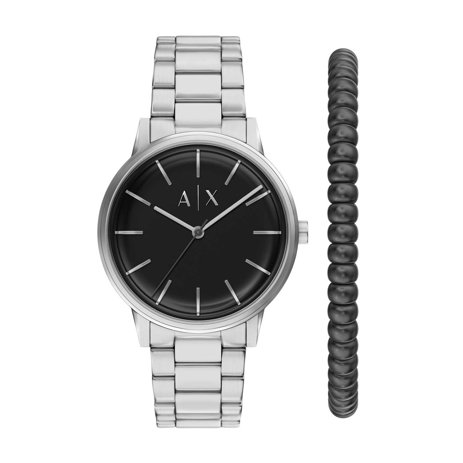 Armani Exchange Three-Hand Stainless Steel Watch And Bracelet Set