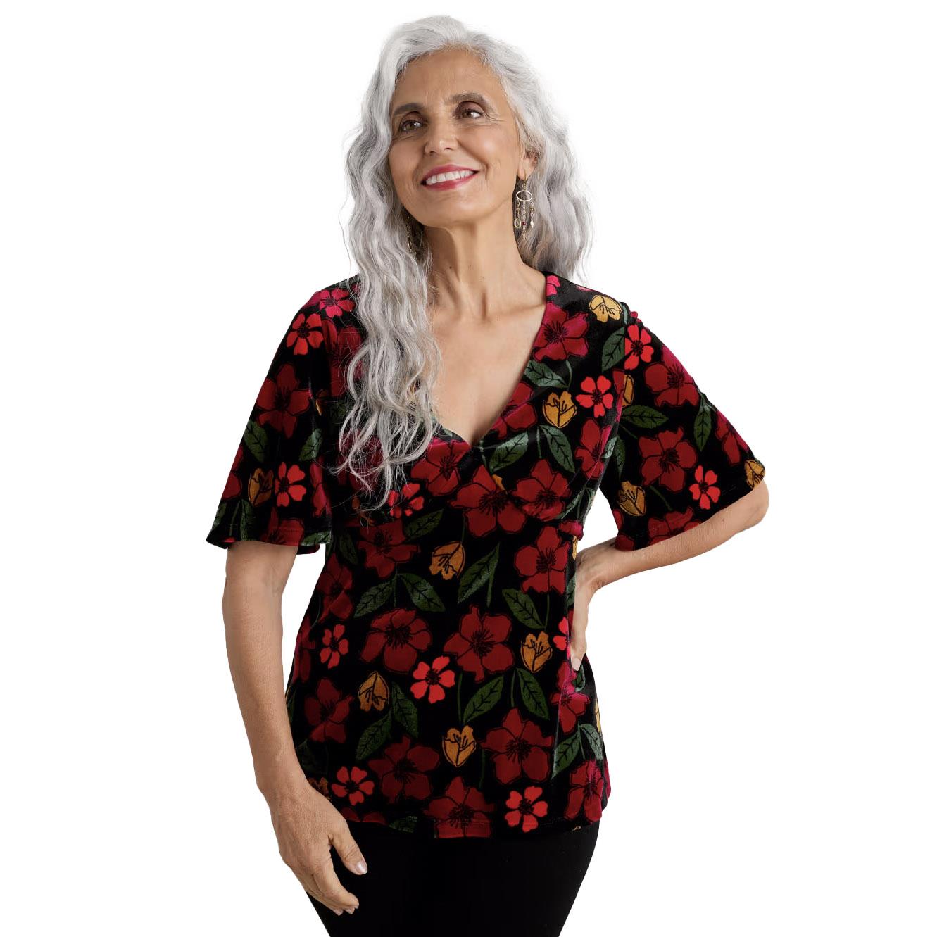 Seasalt Cornwall Capsule Top Collaged Rose Onyx Carmine