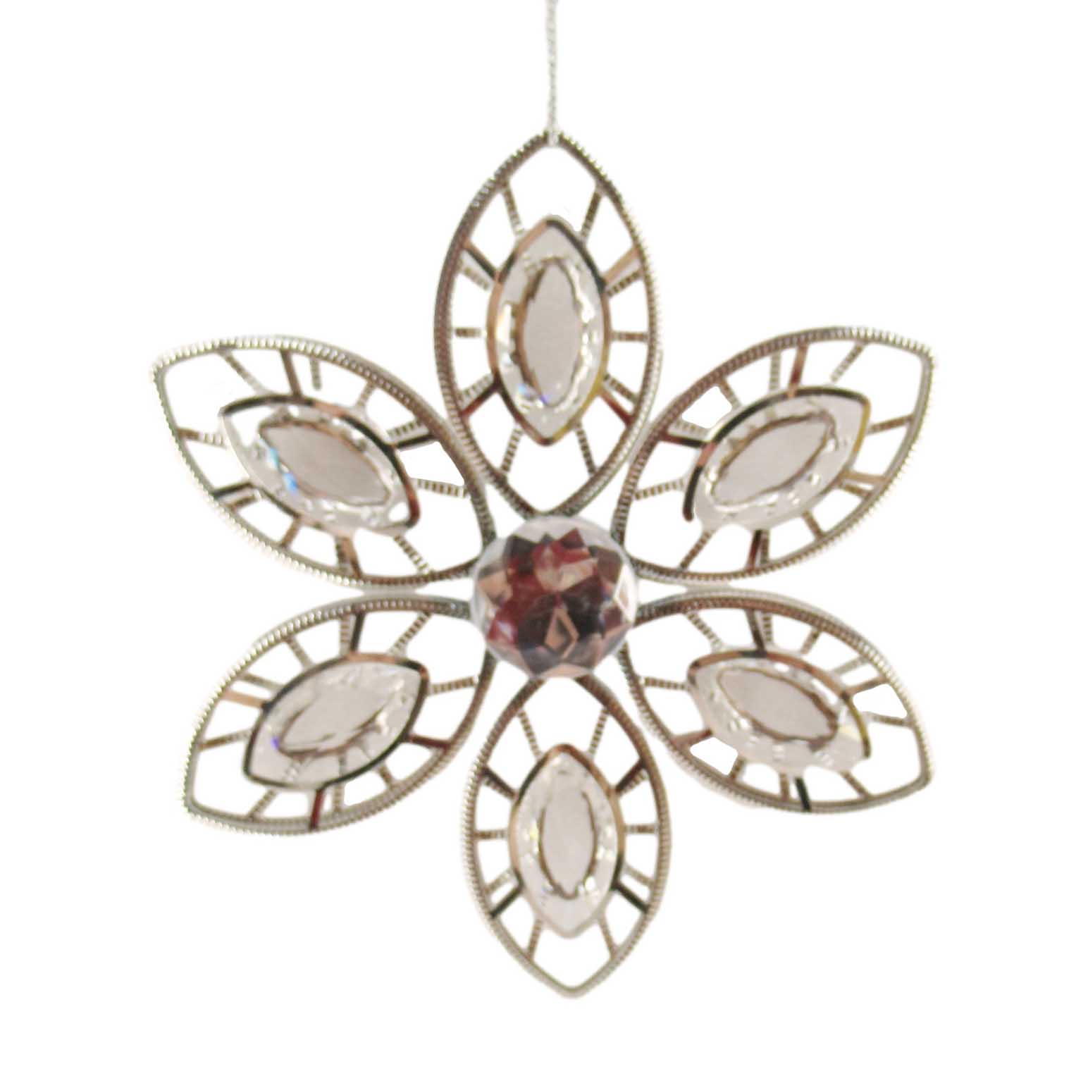 Wire Snowflake With Gems 3D Silver 5 Inch