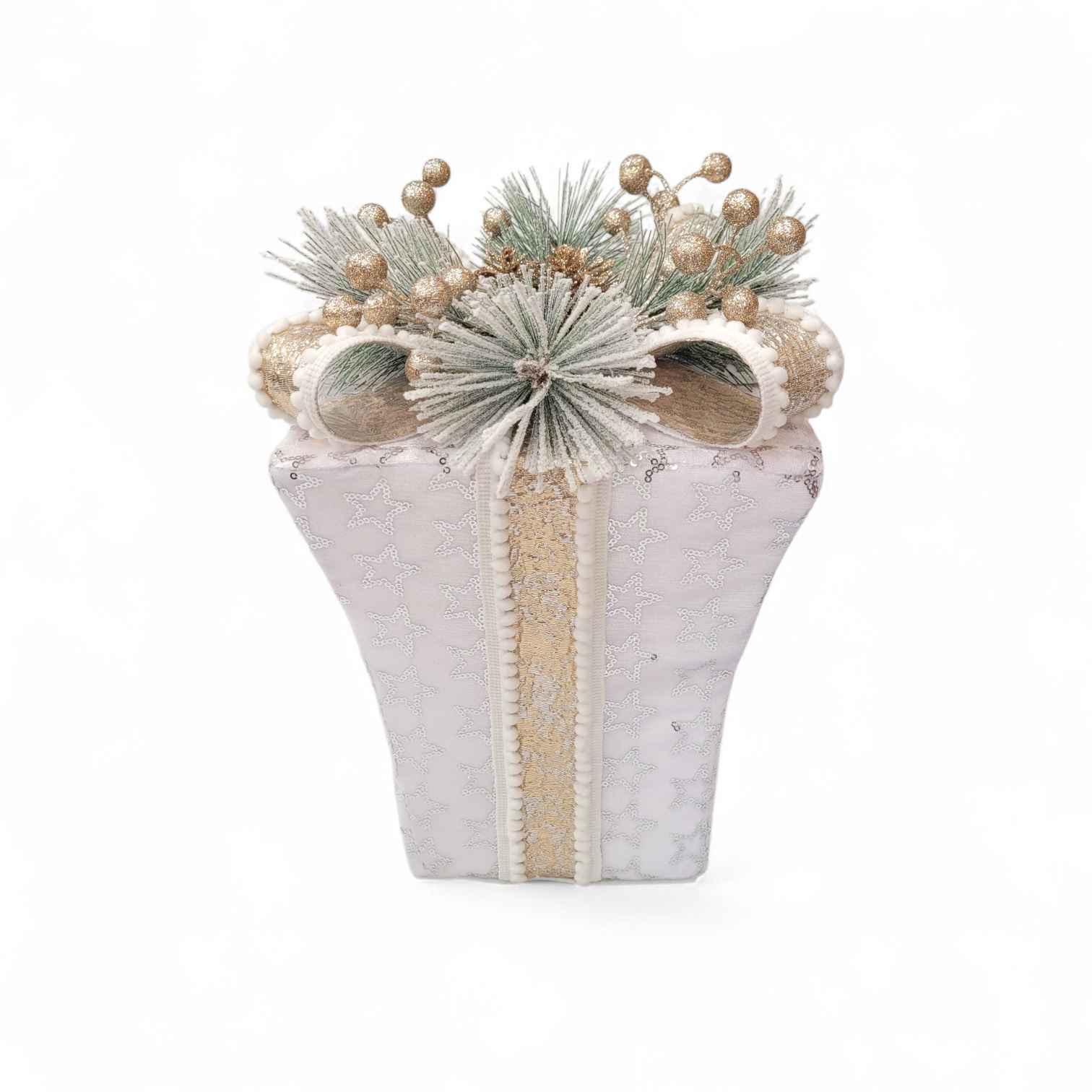 White Wrapped Present 13 Inch