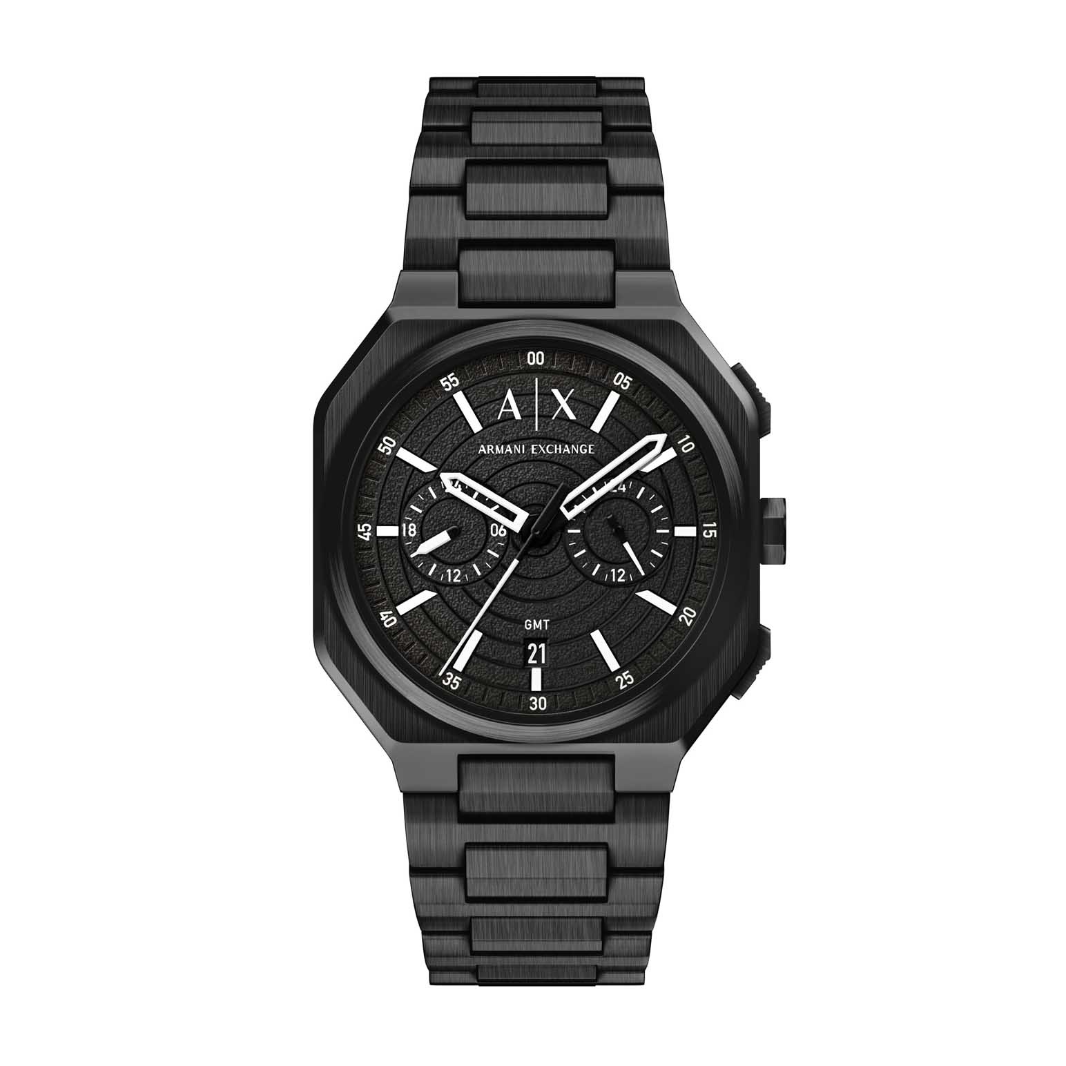 Armani Exchange Bass Dual-Time Black Stainless Steel Watch