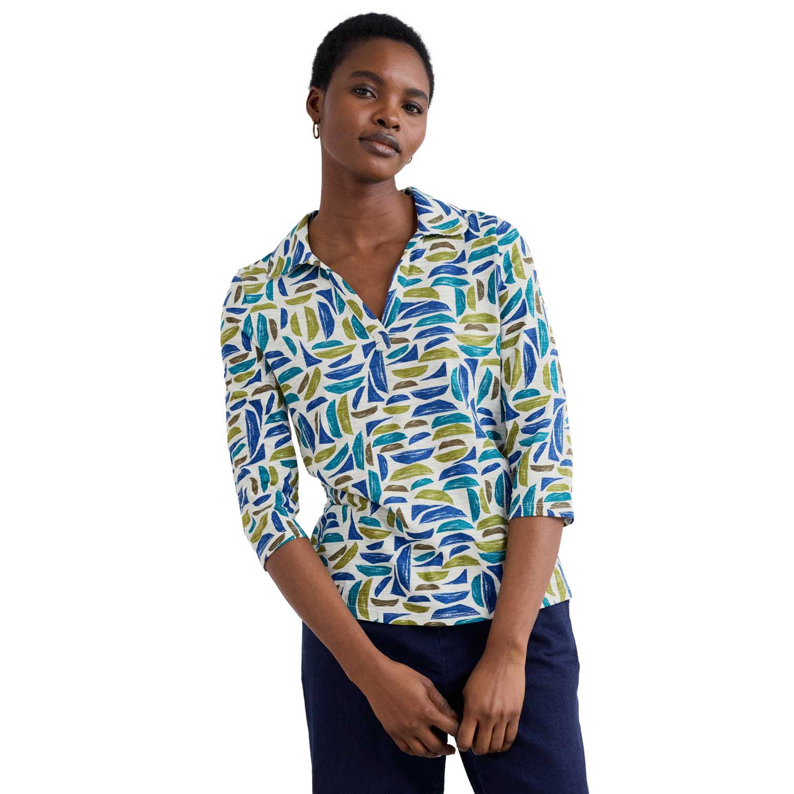 Seasalt Cornwall Wavecrest Shirt Harbour Hulls Chalk