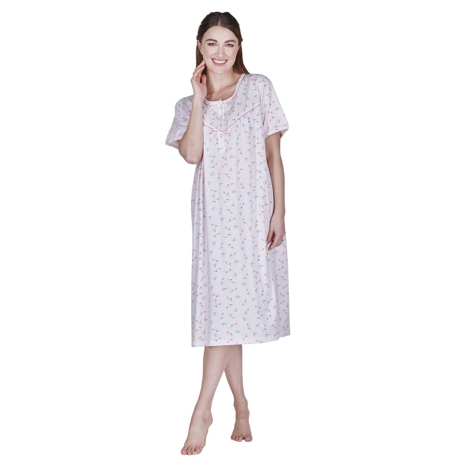 La Marquise Flower Leaf Jersey Short Sleeve Nightdress