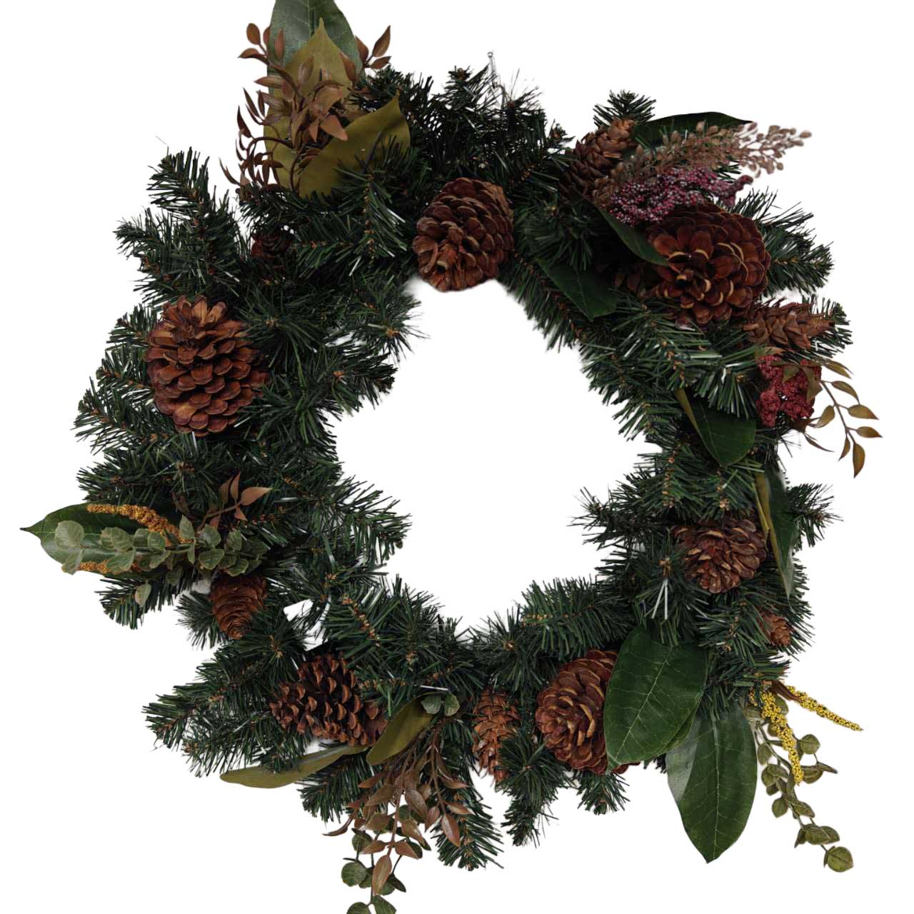 Christmas Woodland Wreath 24" with LED Warm Lights