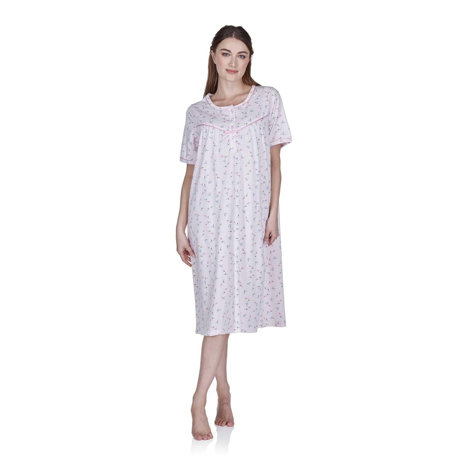 La Marquise Flower Leaf Jersey Short Sleeve Nightdress