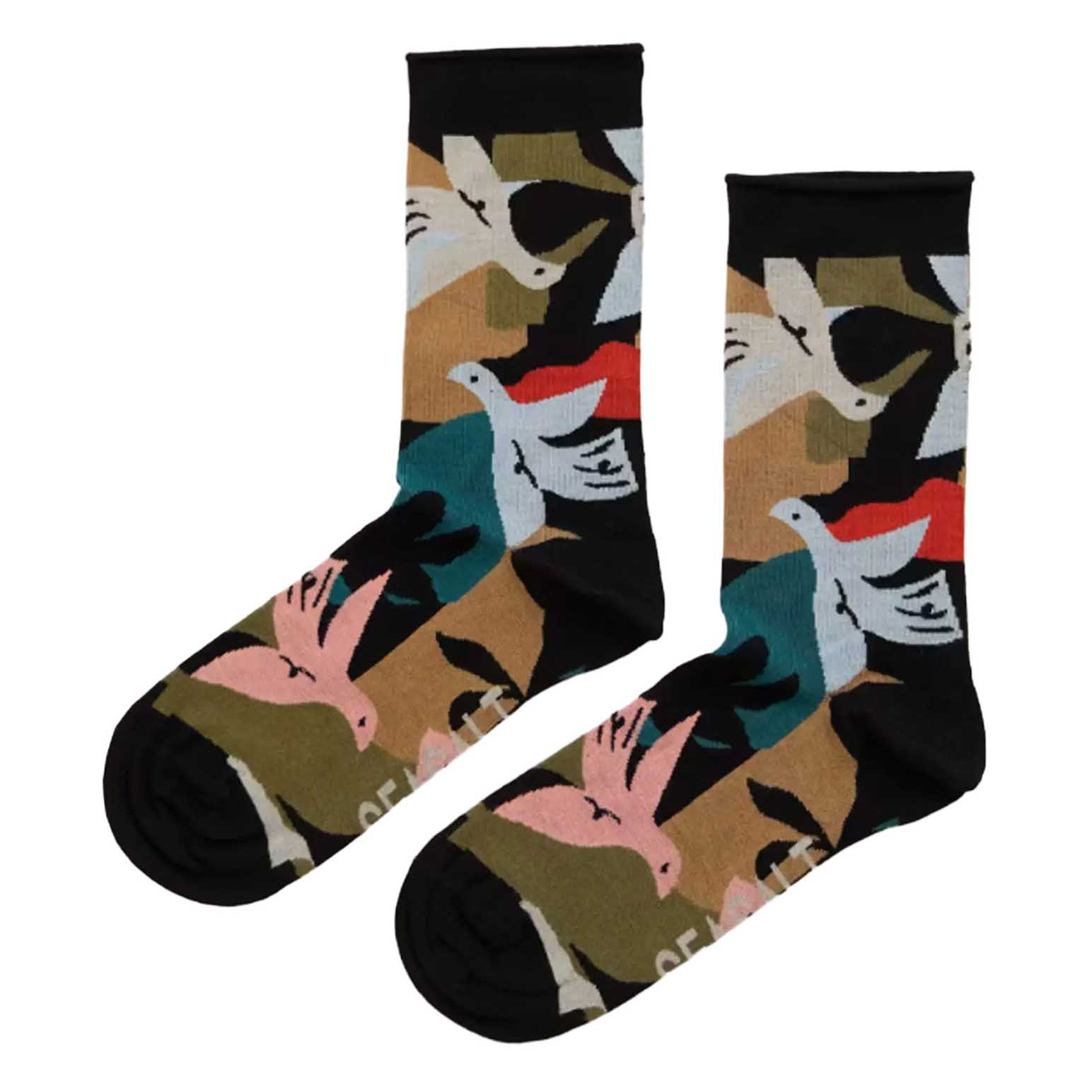 Seasalt Cornwall Bamboo Arty Socks Shadow Birds Onyx Multi