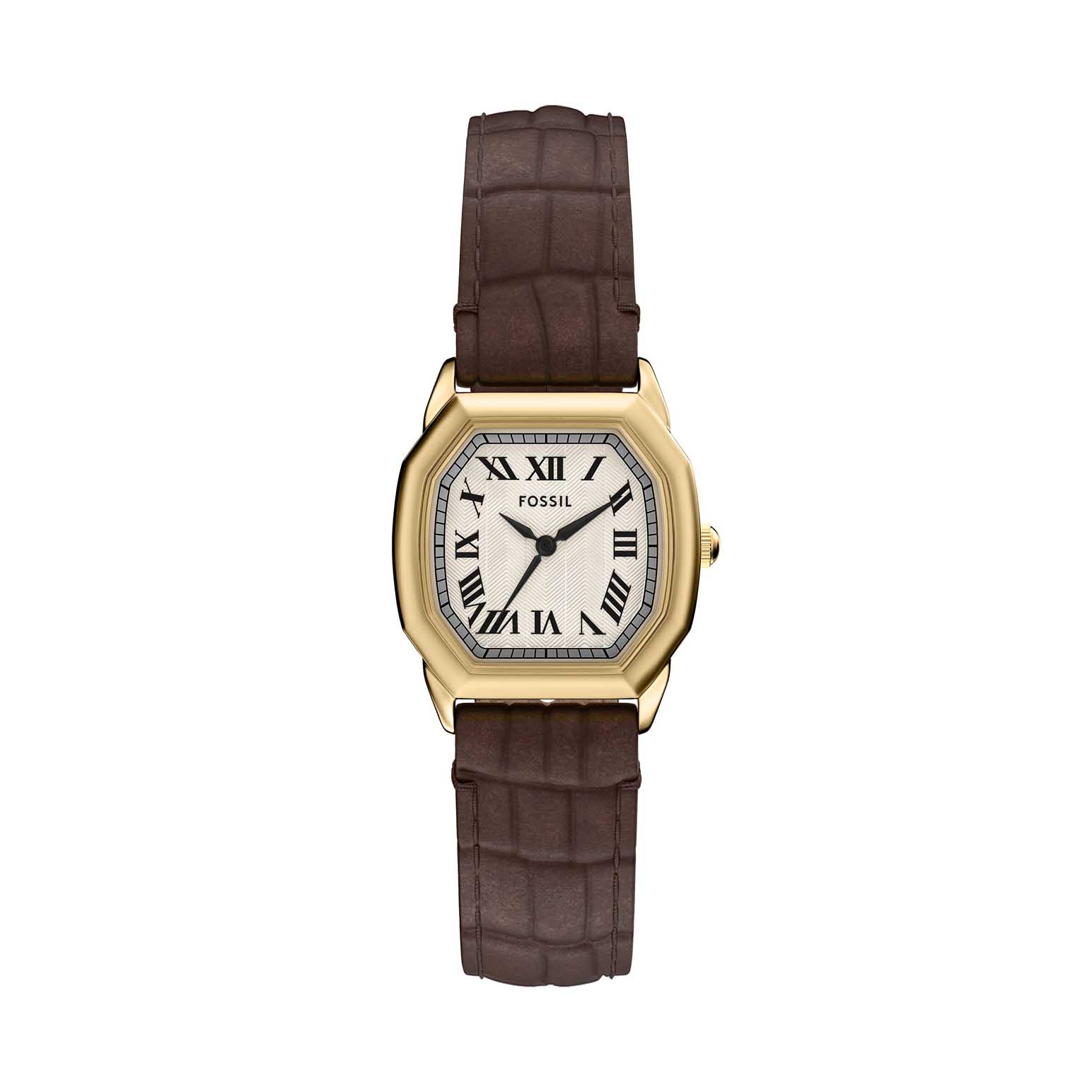 Fossil Harlow Three-Hand Brown Croco Leather Watch ES5426
