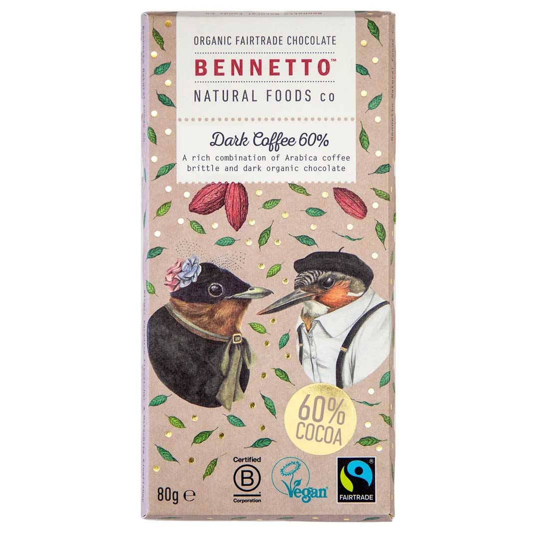 Bennetto Fairtrade Chocolate Coffee Dark Chocolate 60% 80g