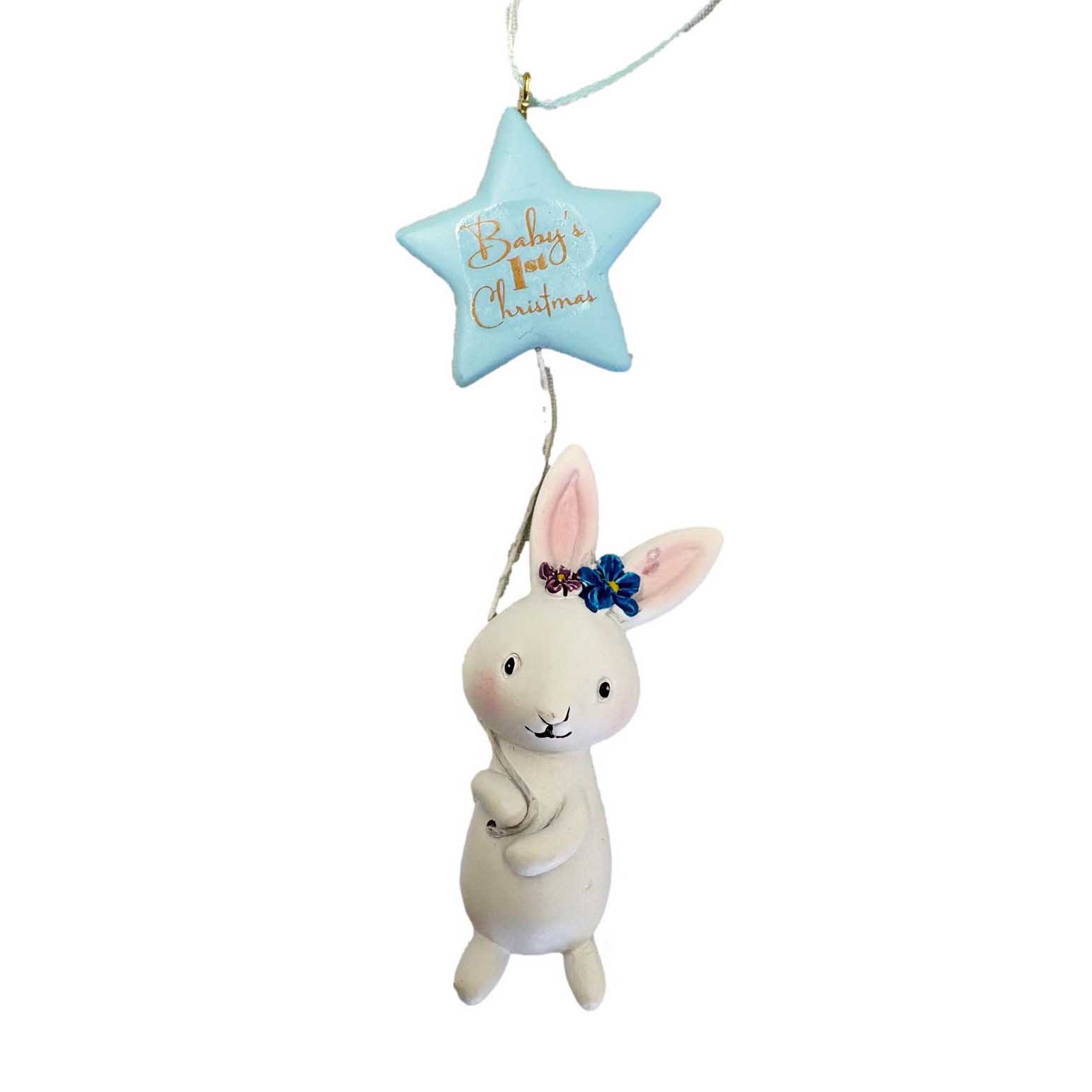 Baby's First Rabbit With Blue Star Balloon