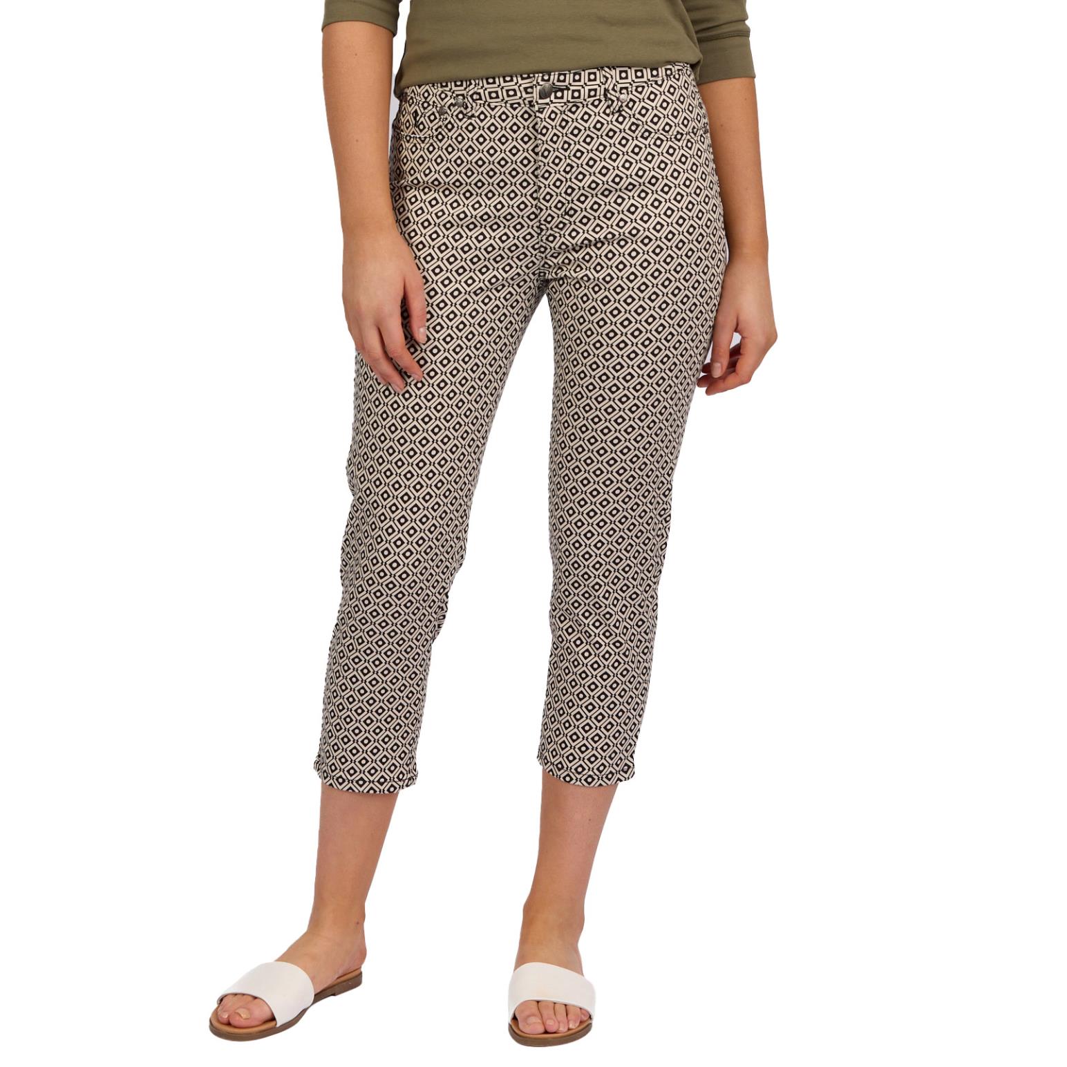 Vassalli Printed Lightweight Skinny Leg 7/8 Length Pant With Fly