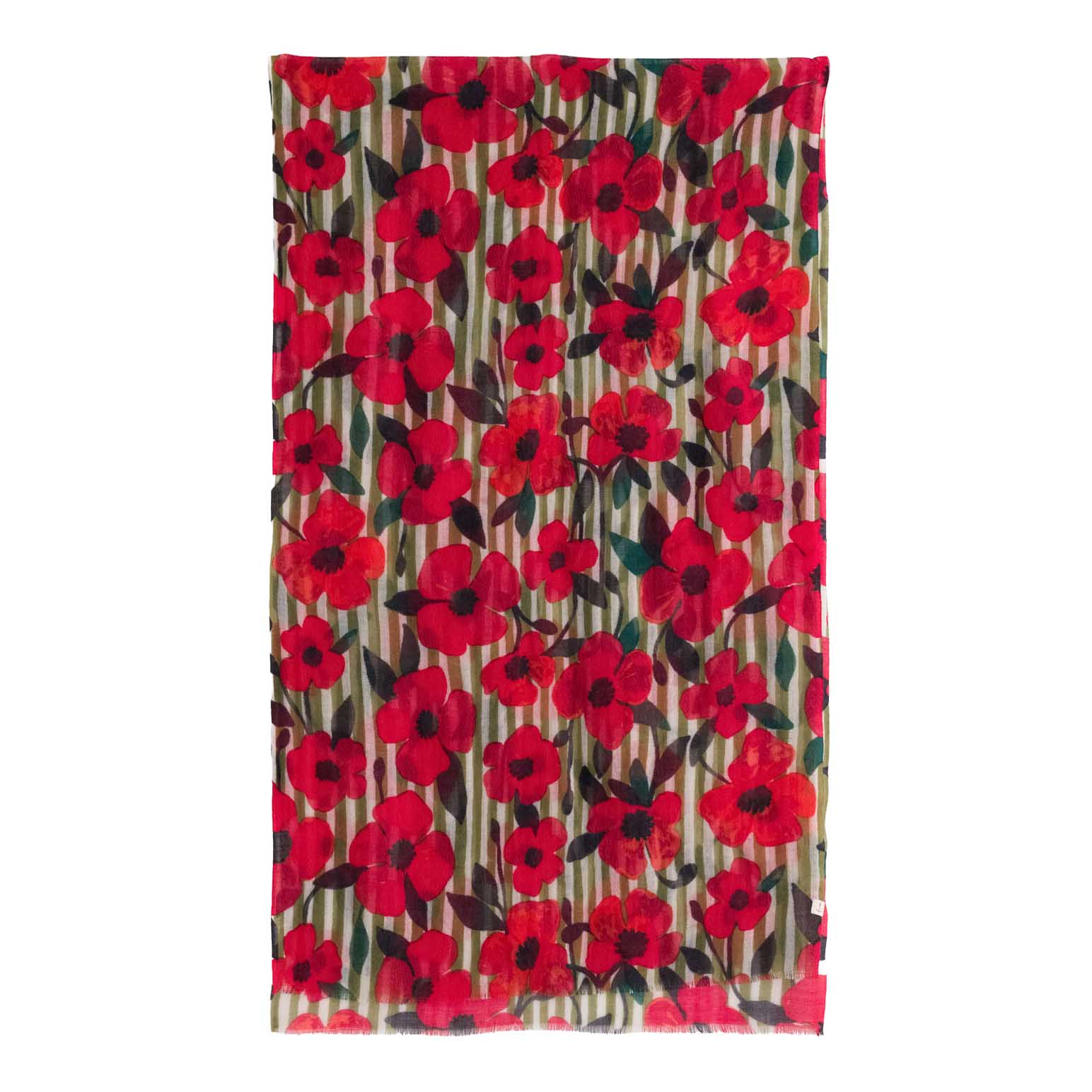 Seasalt Cornwall Pretty Printed Scarf Stripey Floral Moss