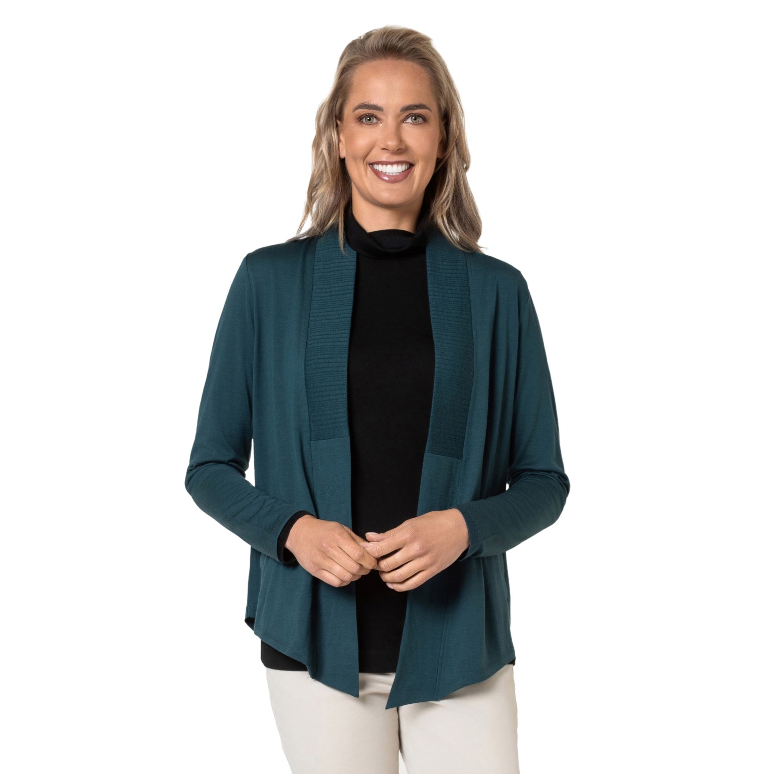 B Merino Rib Trim Cardi