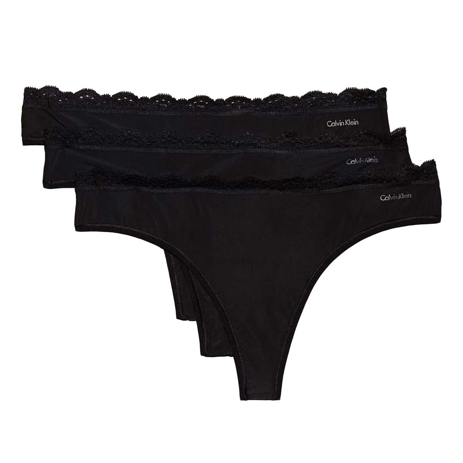 Calvin Klein Microfiber Stretch With Lace Thong 3 Pack