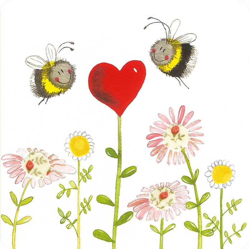 Alex Clark Bees And Heart Coaster