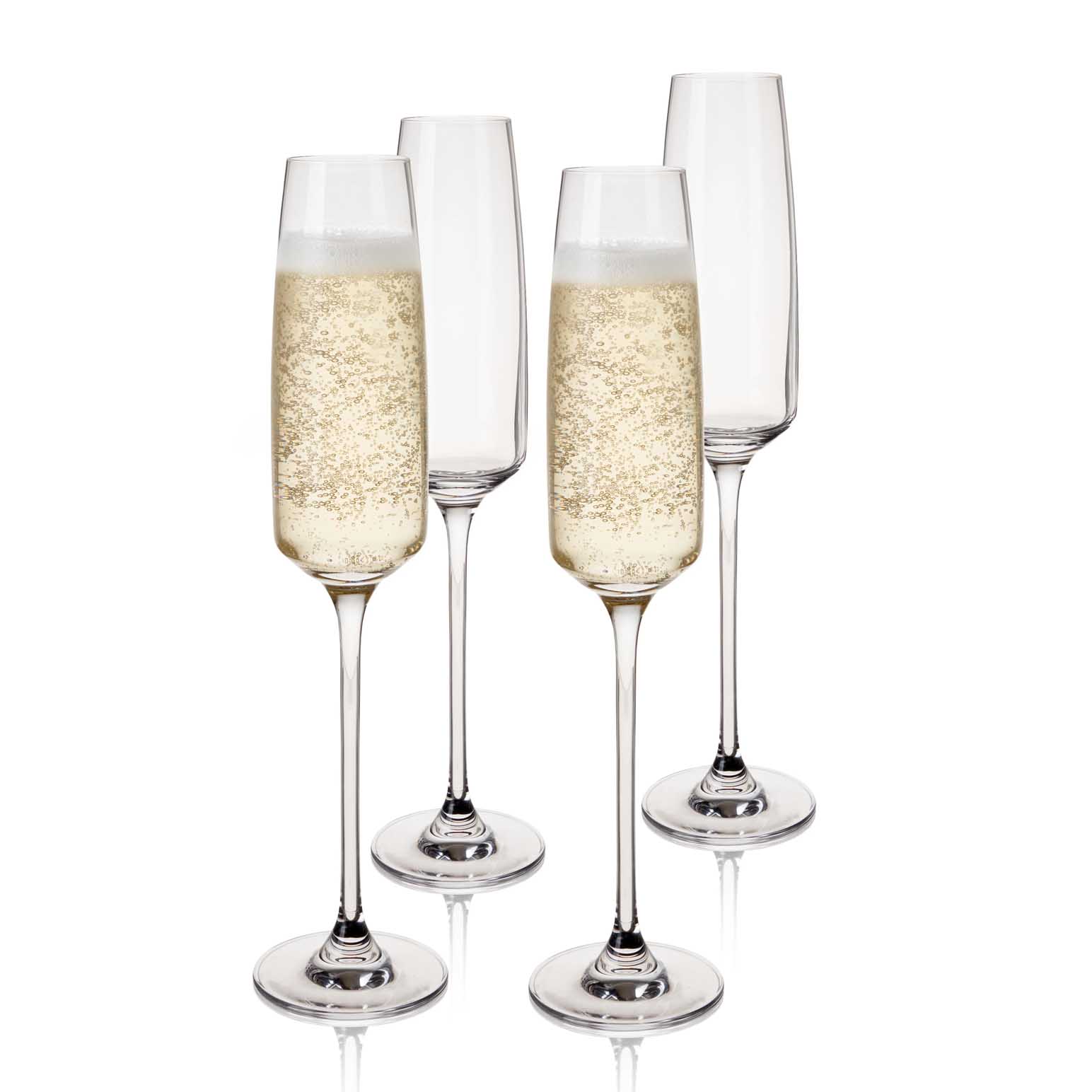 Viski Reserve Julien Crystal Flute Glasses, Set of 4