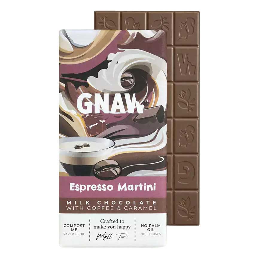 GNAW Espresso Martini Coffee Milk Chocolate Bar 80g
