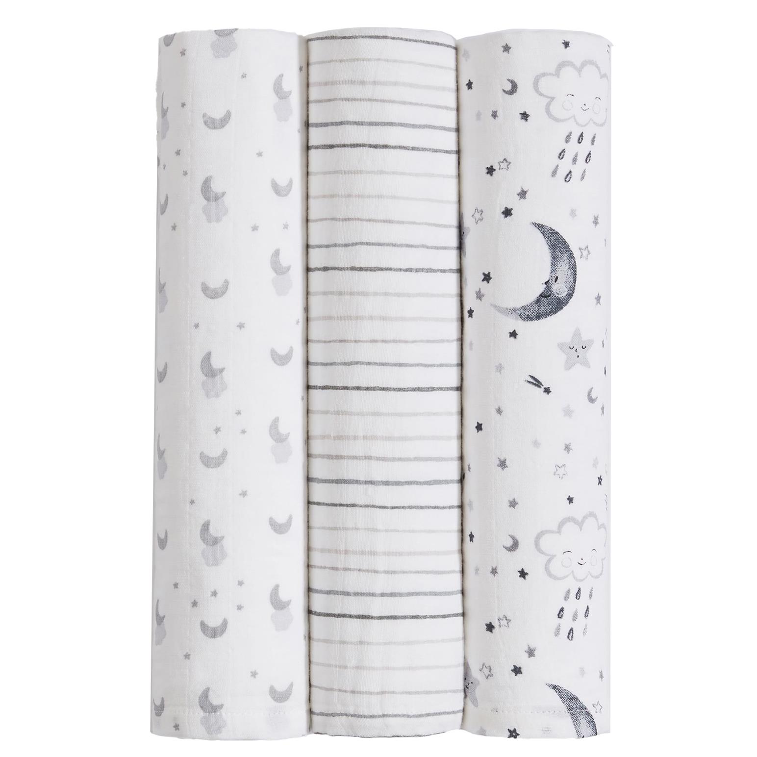 Pottery Barn Kids Organic Muslin Skye Swaddle Set Of 3