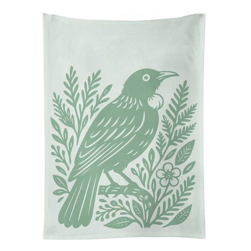 Woodcut Tui Tea Towel