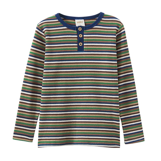 Milky Waffle Stripe Henley 2-7Y