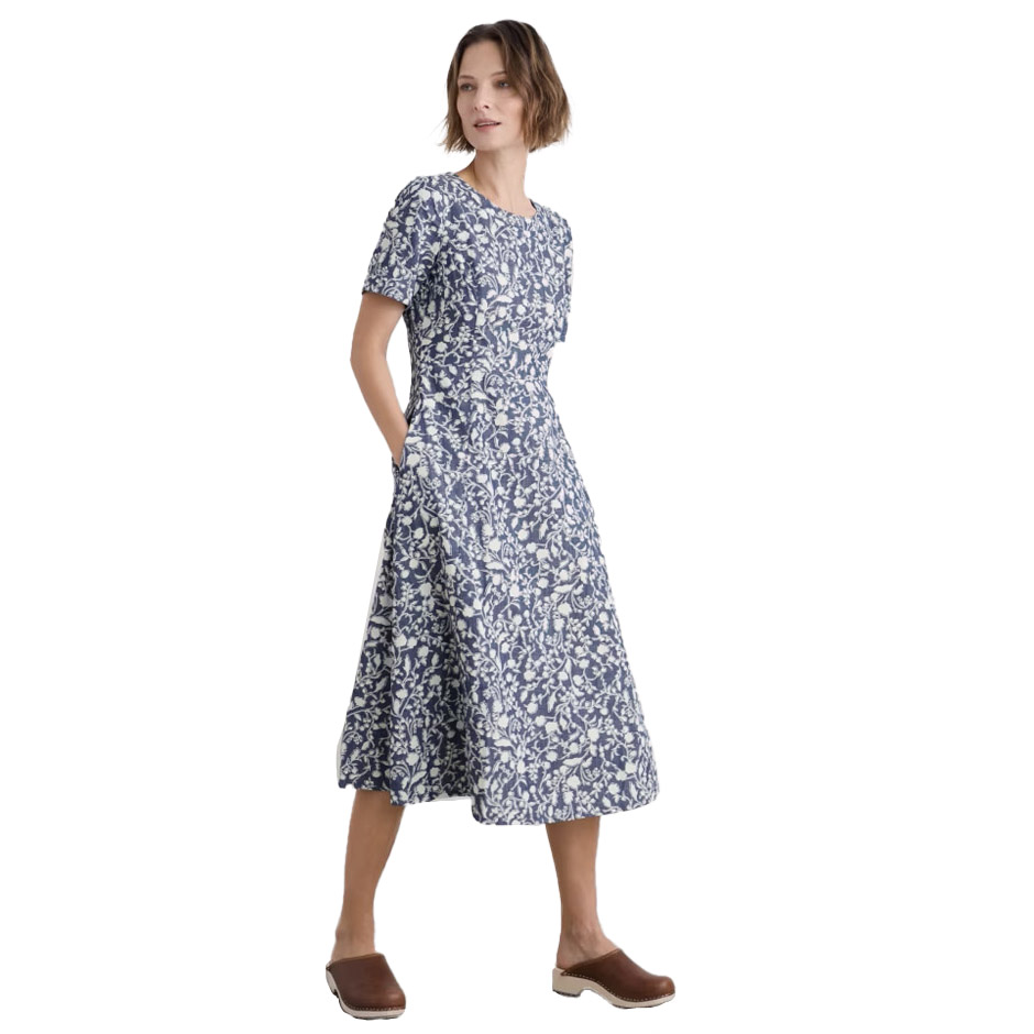 Seasalt Cornwall Fox Path Dress Shadow Blossom Indigo