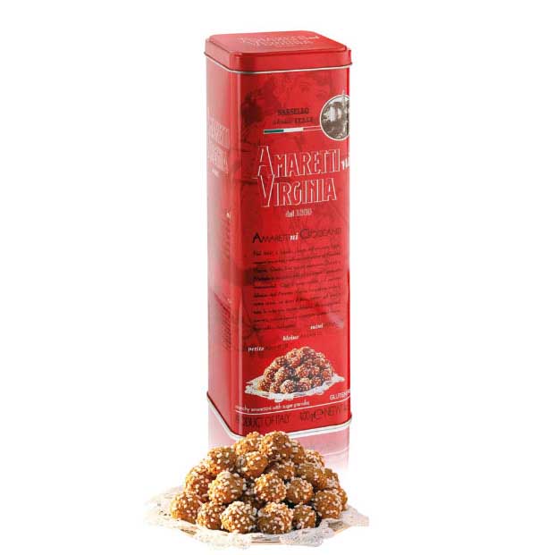 Amaretti Virginia Mini Amaretti Tall Red Tin 400g