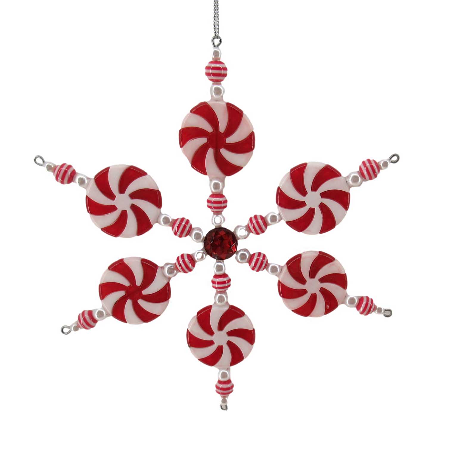 Candy Cane Snowflake 7 Inch