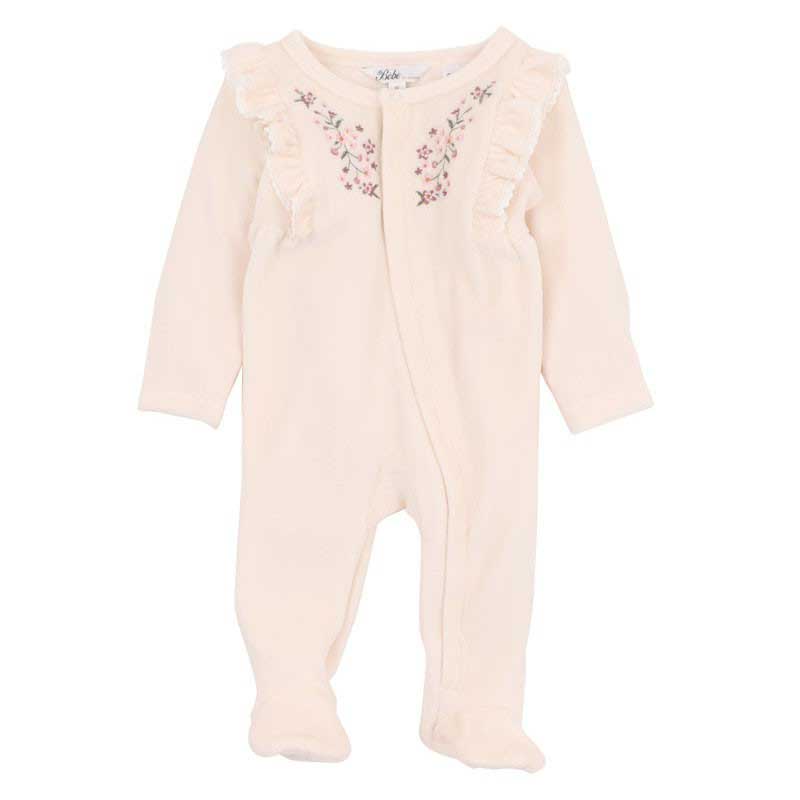Bébé Flossy Embroidered Velour Ls Romper
