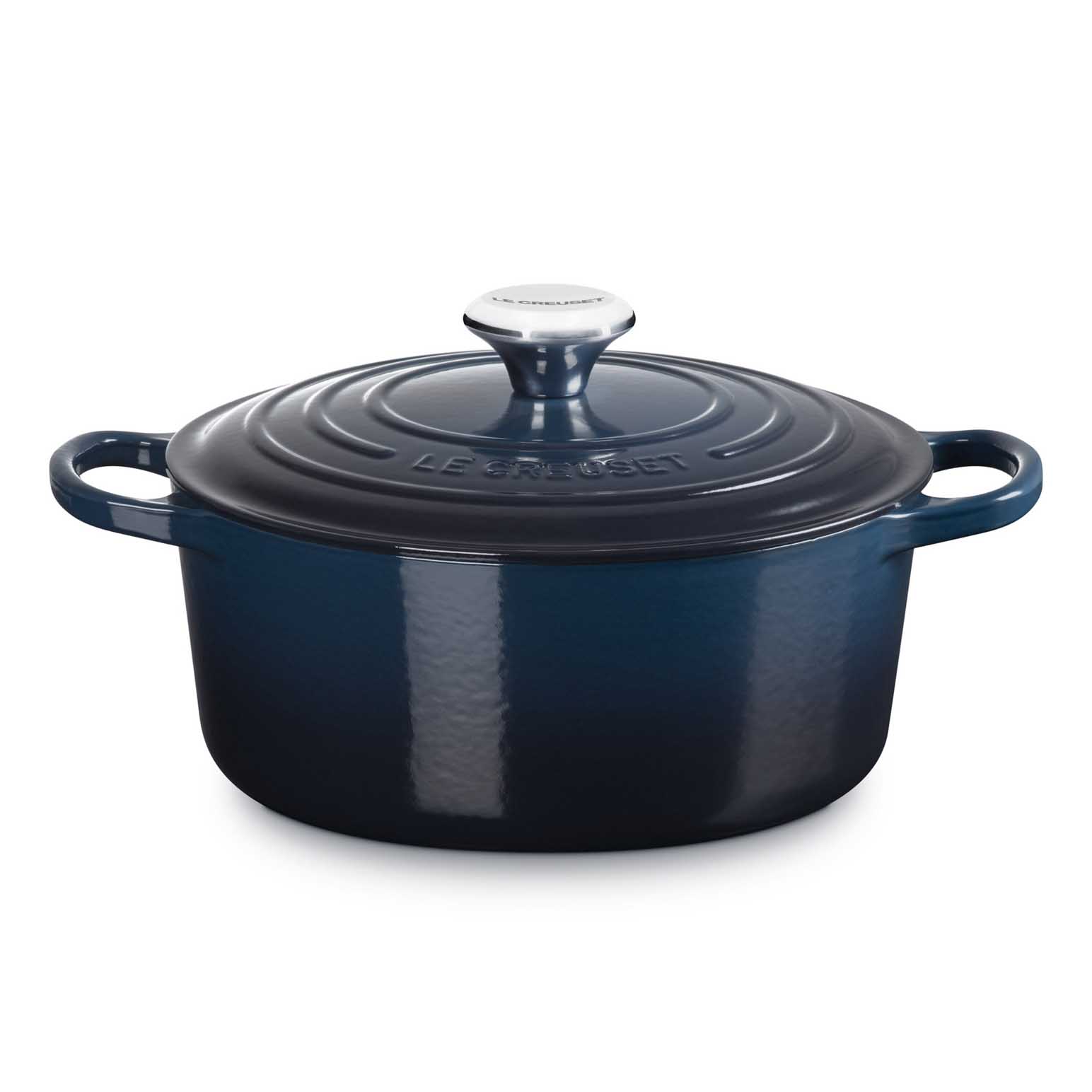 Le Creuset Signature Round Casserole Chrome Knob 24cm Nuit