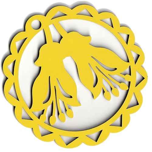 Abstract Designs Block Yellow Kowhai Circle Xmas Decoration