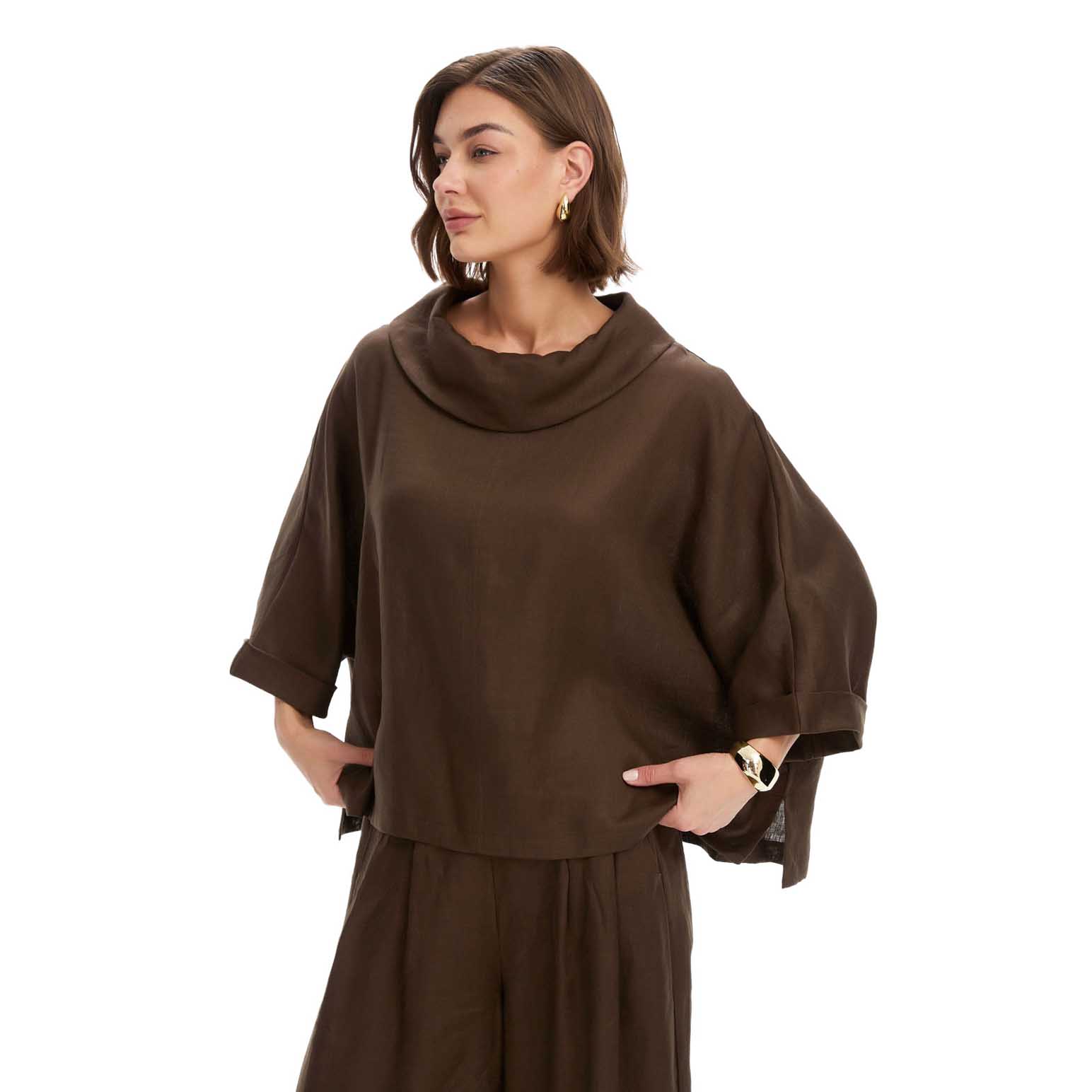 TIRELLI Funnel Neck Boxy Top