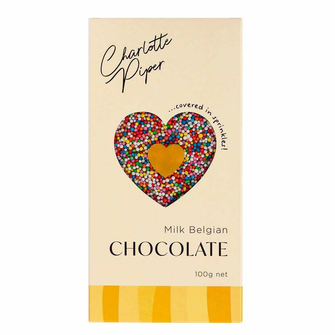 Charlotte Piper Belgian Milk Chocolate Bar with Sprinkles 100g