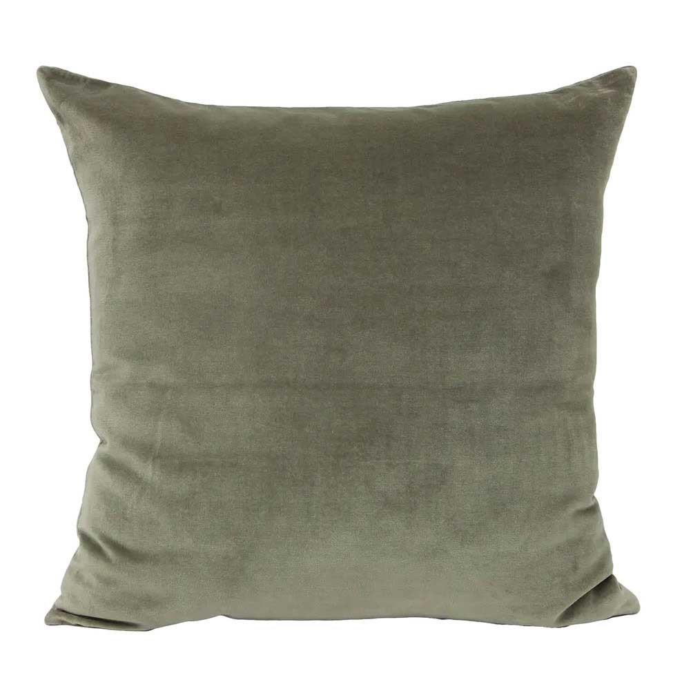 French Country Velvet Cushion Light Olive